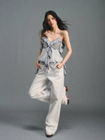 Navy Mesh Spliced Camisole Top