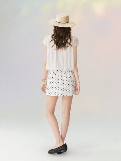 French Crewneck Puff Hem Top