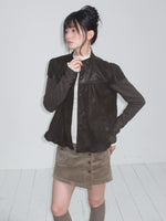 Stand-Collar Faux-Layered Jacket