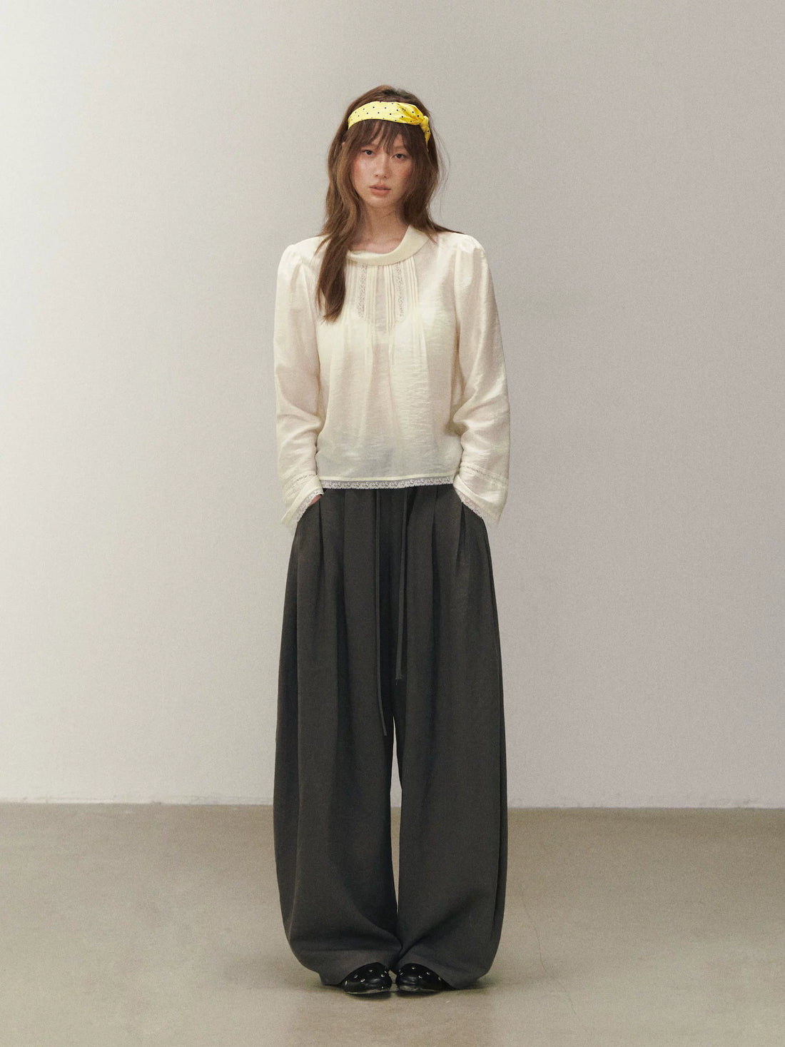 Draped Puff Sleeve Blouse