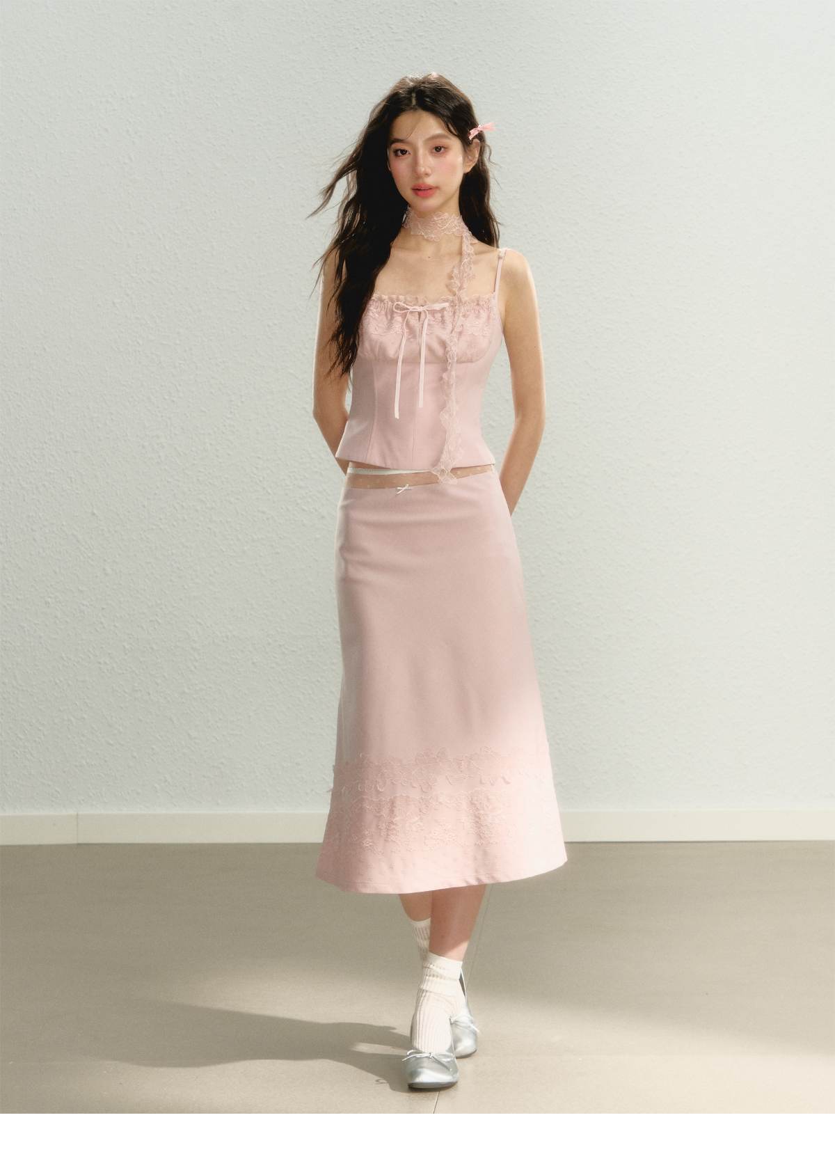 Lace Spaghetti Strap Tank Top &amp; Mini Skirt Set