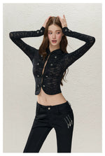 Black Frog-Button Lace Jacket