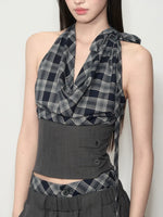 Checkered Halter Top & Pants Set