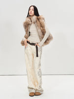 Belted Paisley Wide-Leg Pants