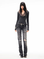 Low Rise Ripped Jeans