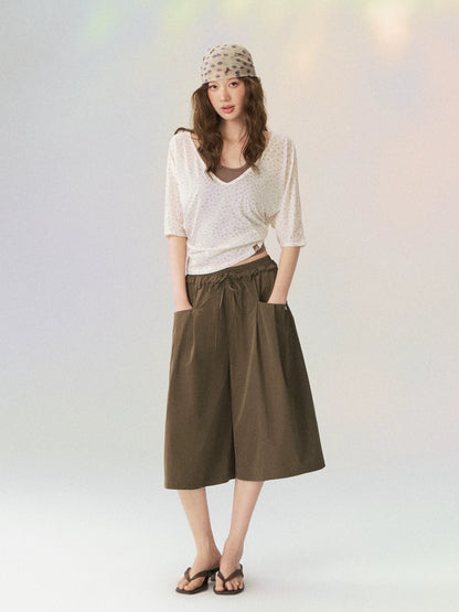 Sheer Layering Half Sleeve T-shirt