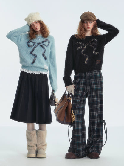 Leopard Bow Crewneck Sweater