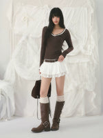 Lace Trim Polka Top