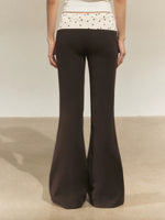 Contrast Polka Waist Flare Pants
