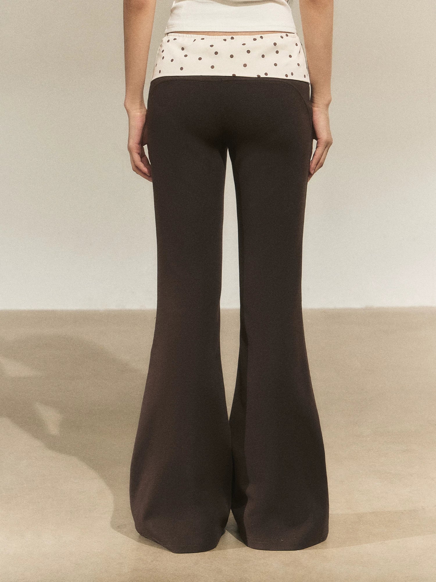 Contrast Polka Waist Flare Pants