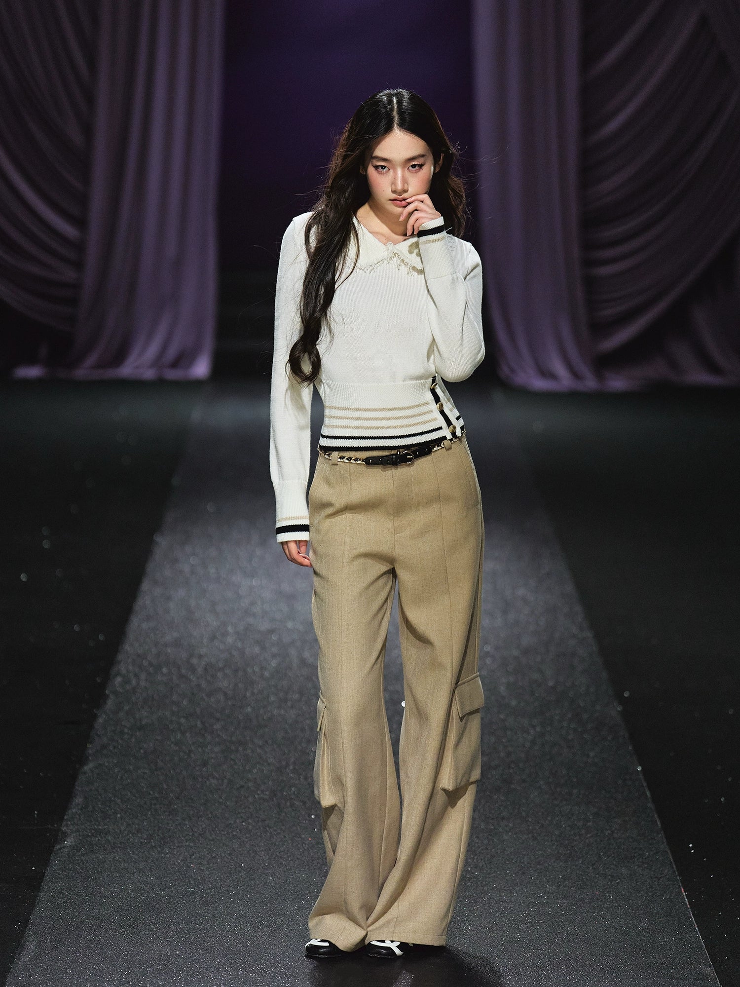 Belted Utility Wide-Leg Trousers