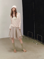 Silk Cross V-neck Knit Top