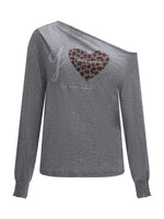 Gray Leopard Heart Top