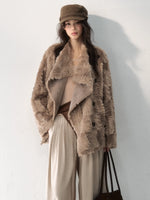 Asymmetric Collar Faux Fur Coat