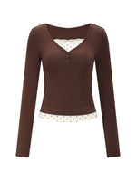 Polka Dot Faux Layered Top