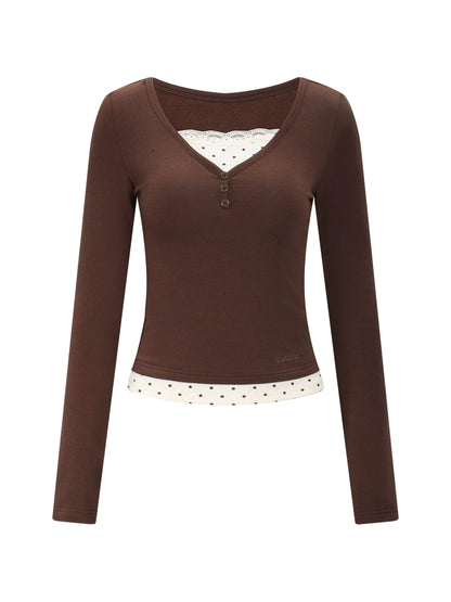 Polka Dot Faux Layered Top