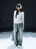 Vintage Star Tie Straight-Leg Denim Pants