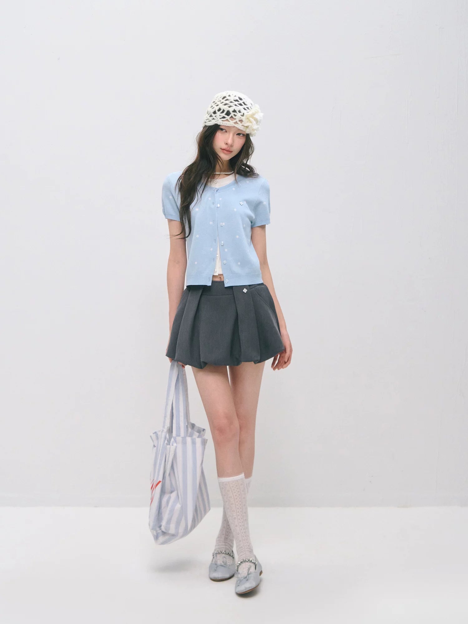 Pleated Bubble Mini Skirt