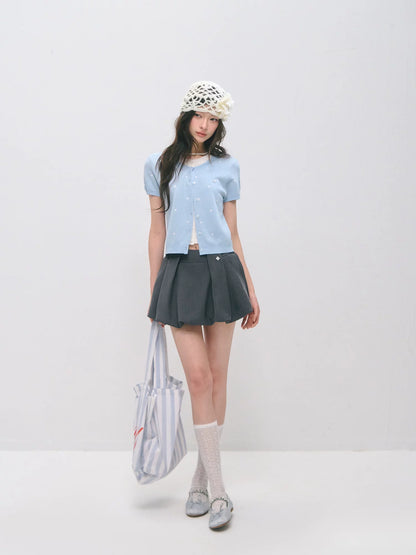 Pleated Bubble Mini Skirt