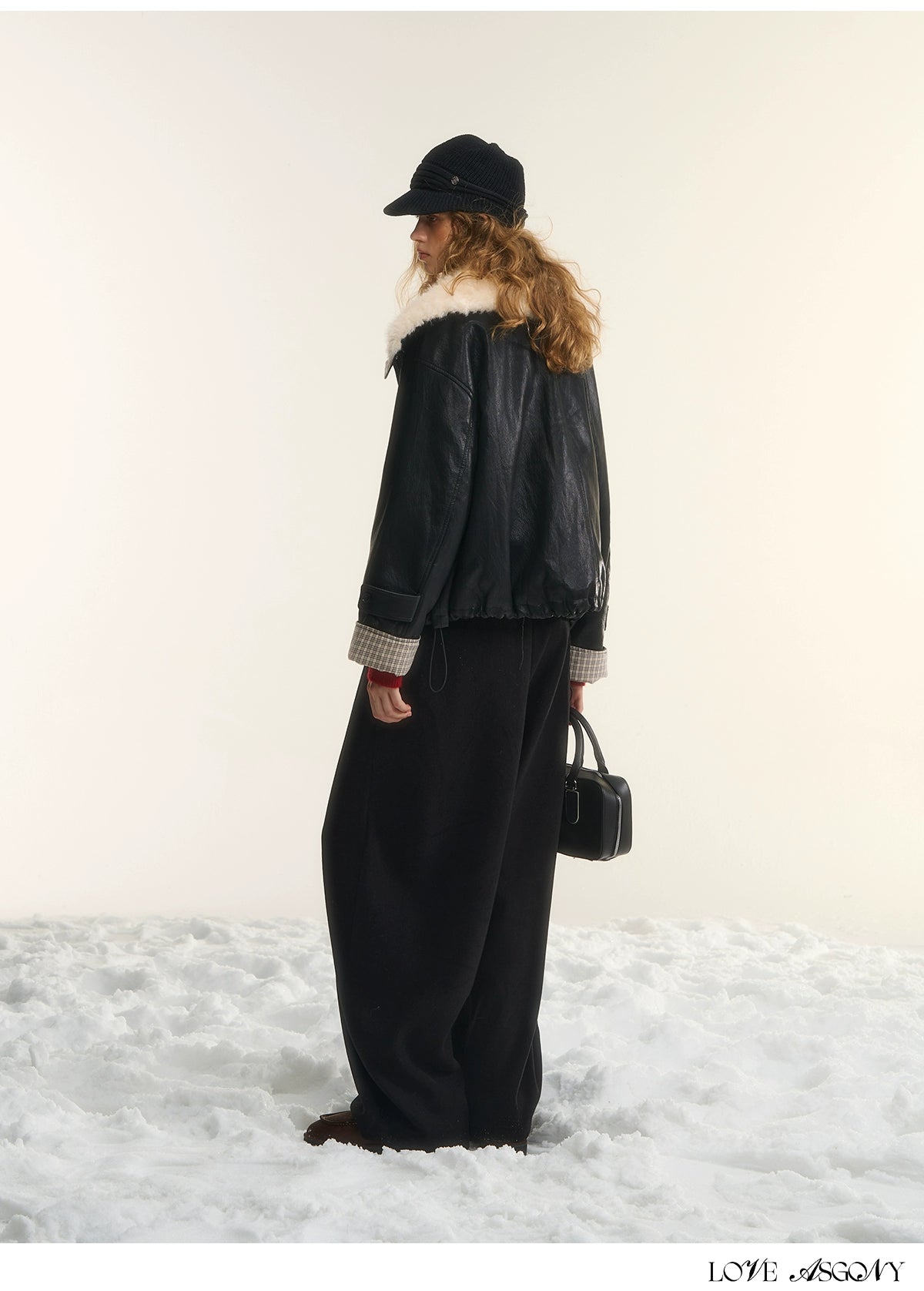 Plaid Faux Fur Collar Down Jacket