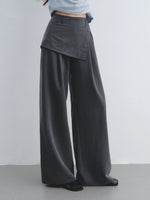 Gray Embroidered Curtain Panel Pants