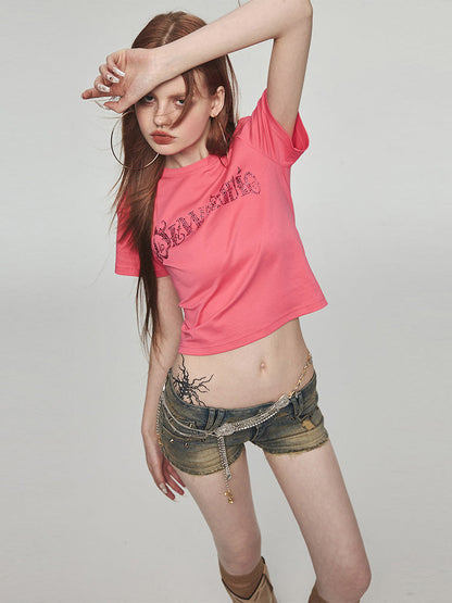 Low-waist Denim Washed Shorts