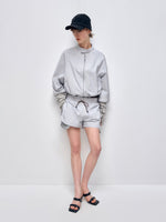 Color Block Outdoor Sports Jacket & Shorts Set
