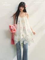 Floral Beaded Spliced Lace Strapless Dress