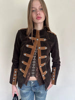 Velvet Colorblock Hardware Jacket