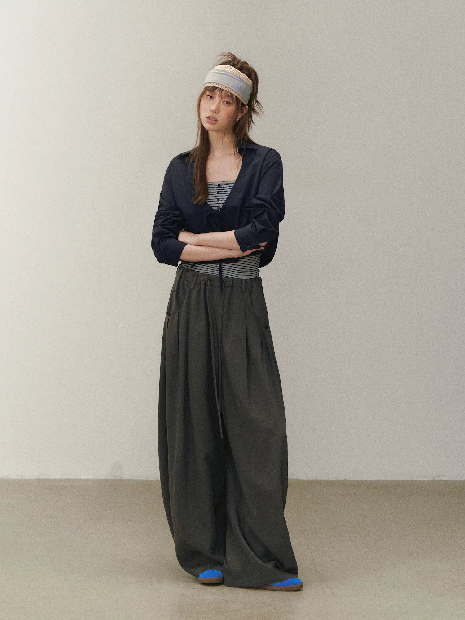 Ruched V Neck Layered Top
