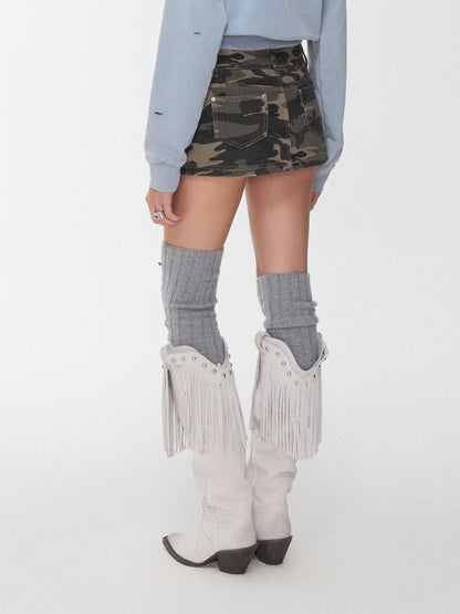 Over-the-Knee Wool Blend Ribbed Warm Leg Socks