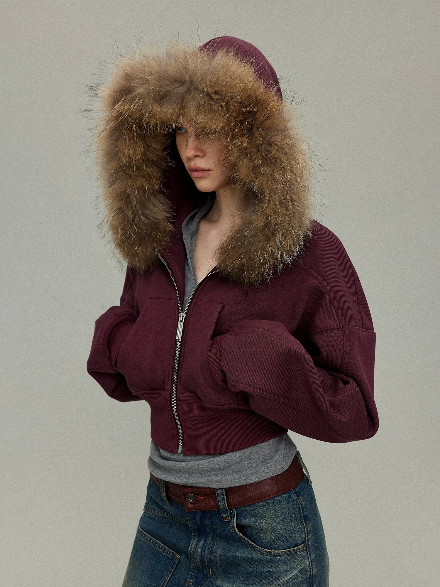 Detachable Fur Collar Hoodie Jacket
