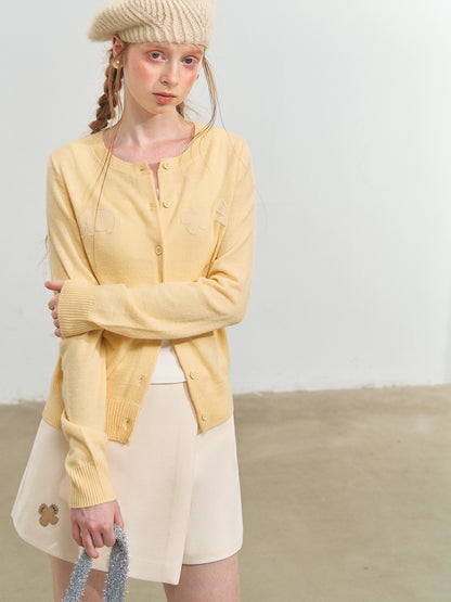 Crewneck Cartoon Patch Embroidered Cardigan