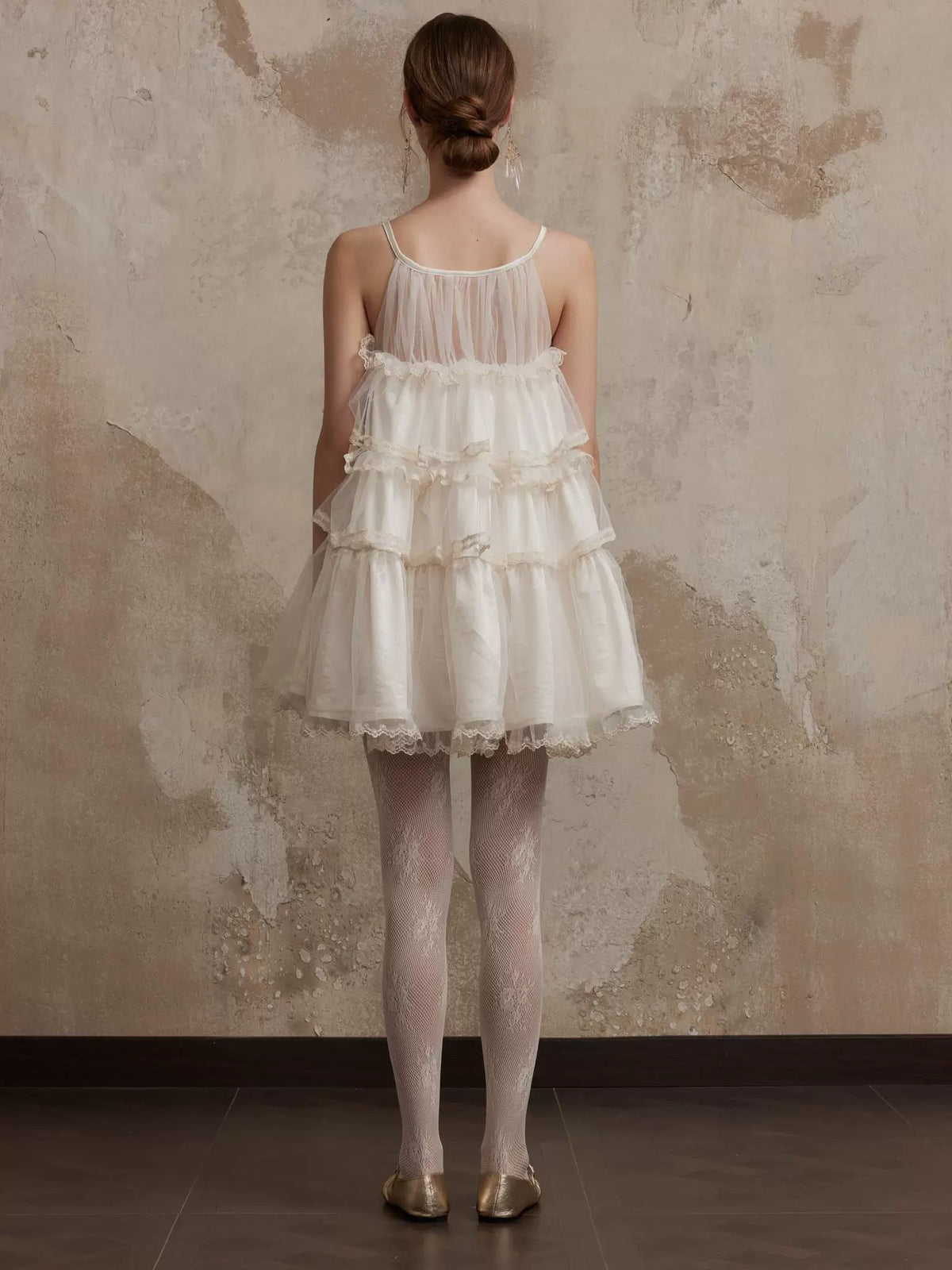 Beige Lace Halter Dress