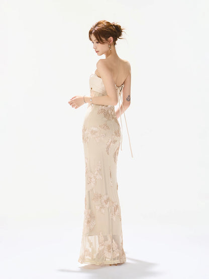 Embroidered Mermaid Maxi Dress