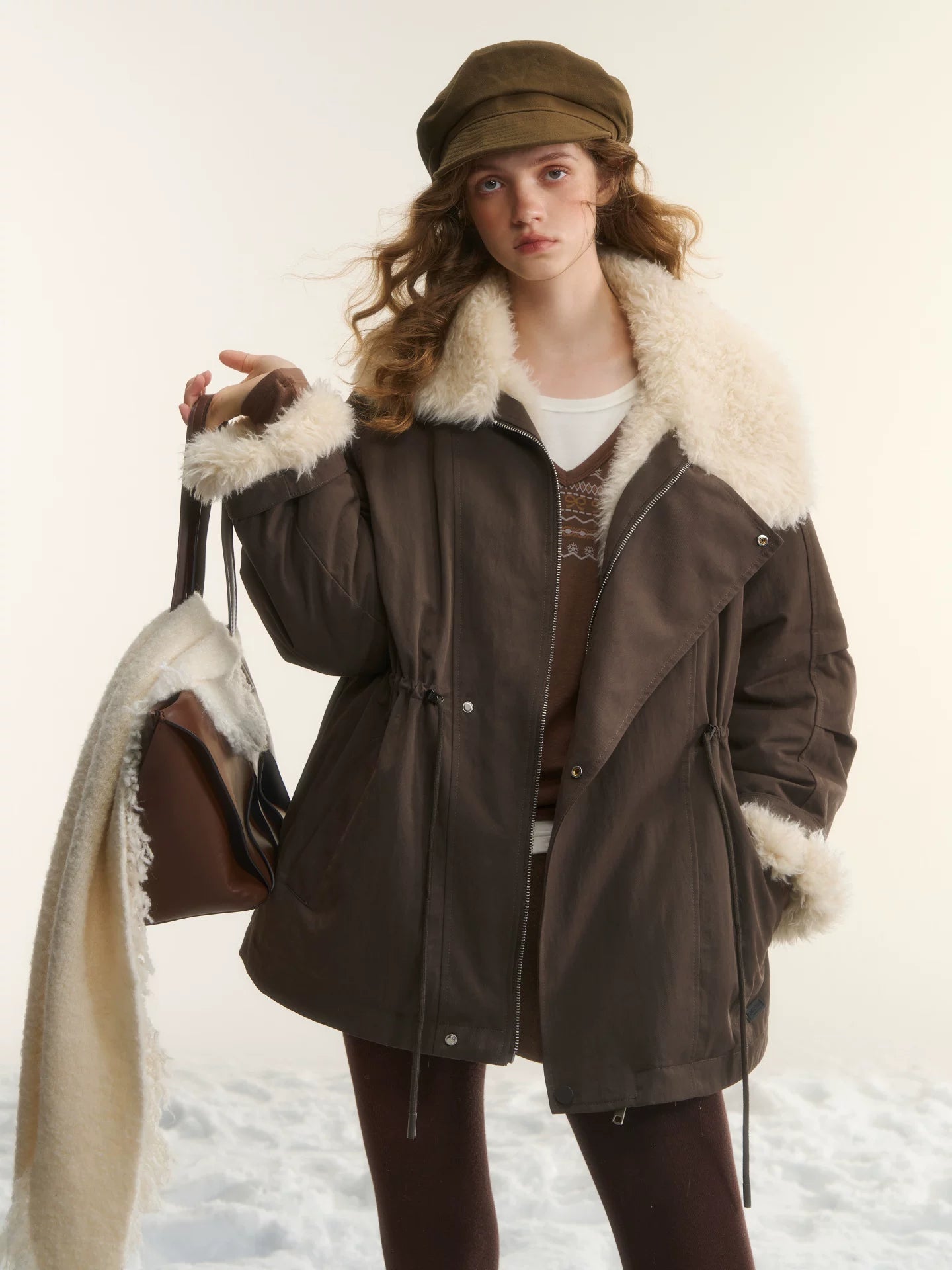 Fur Collar Drawstring Parka