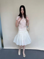 Beaded A-line Pleated Tencel Skirt