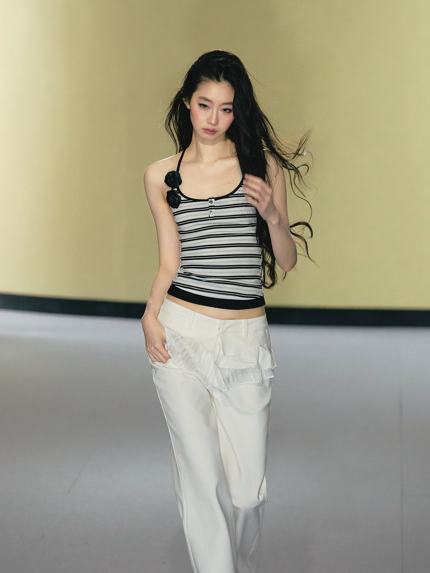 Camellia Stripe Halter Tank