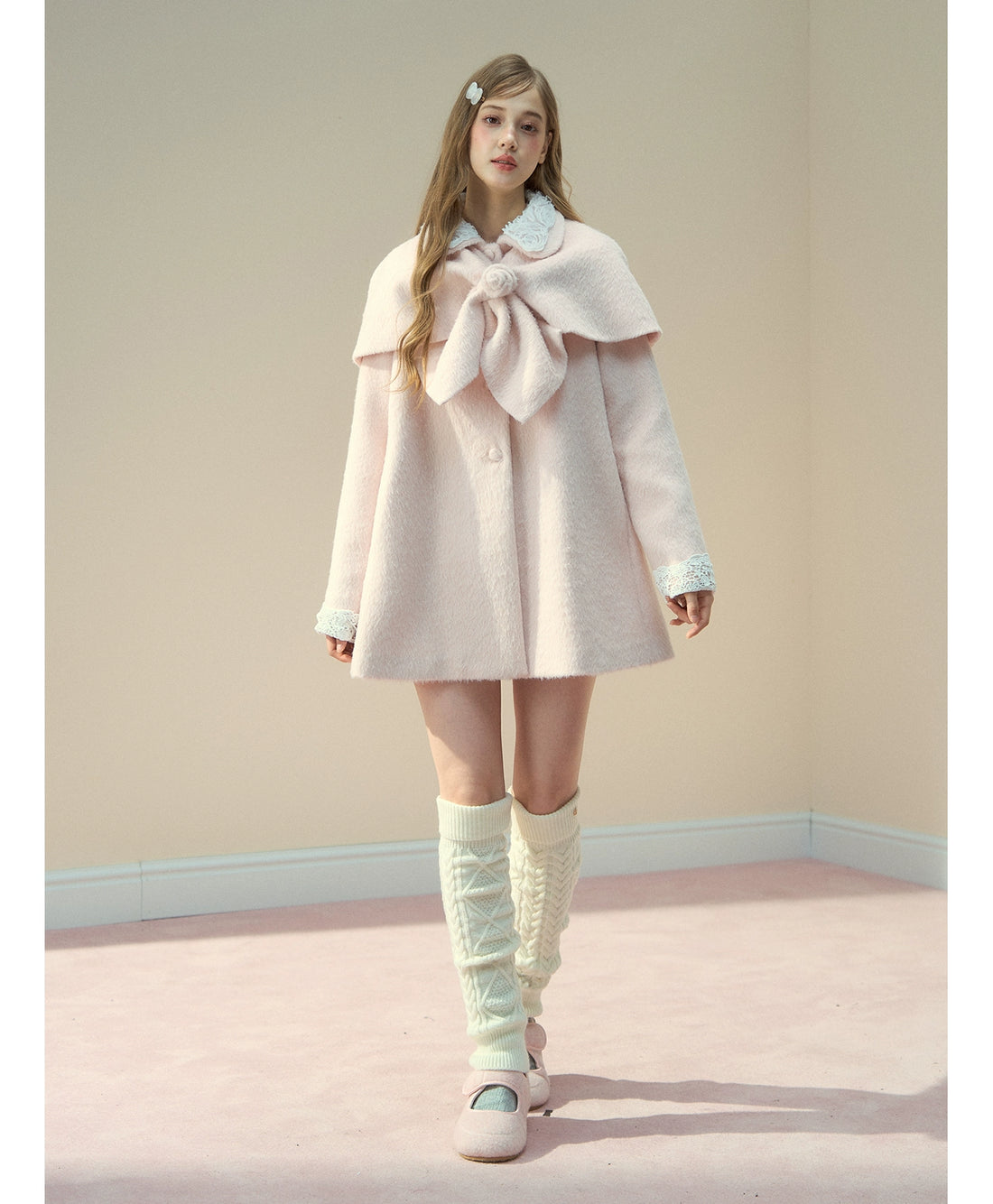 Two-Piece Cape Wool Coat