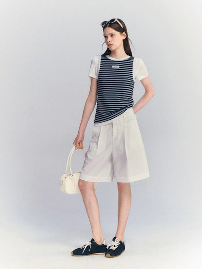 Lace Waist Bermuda Shorts