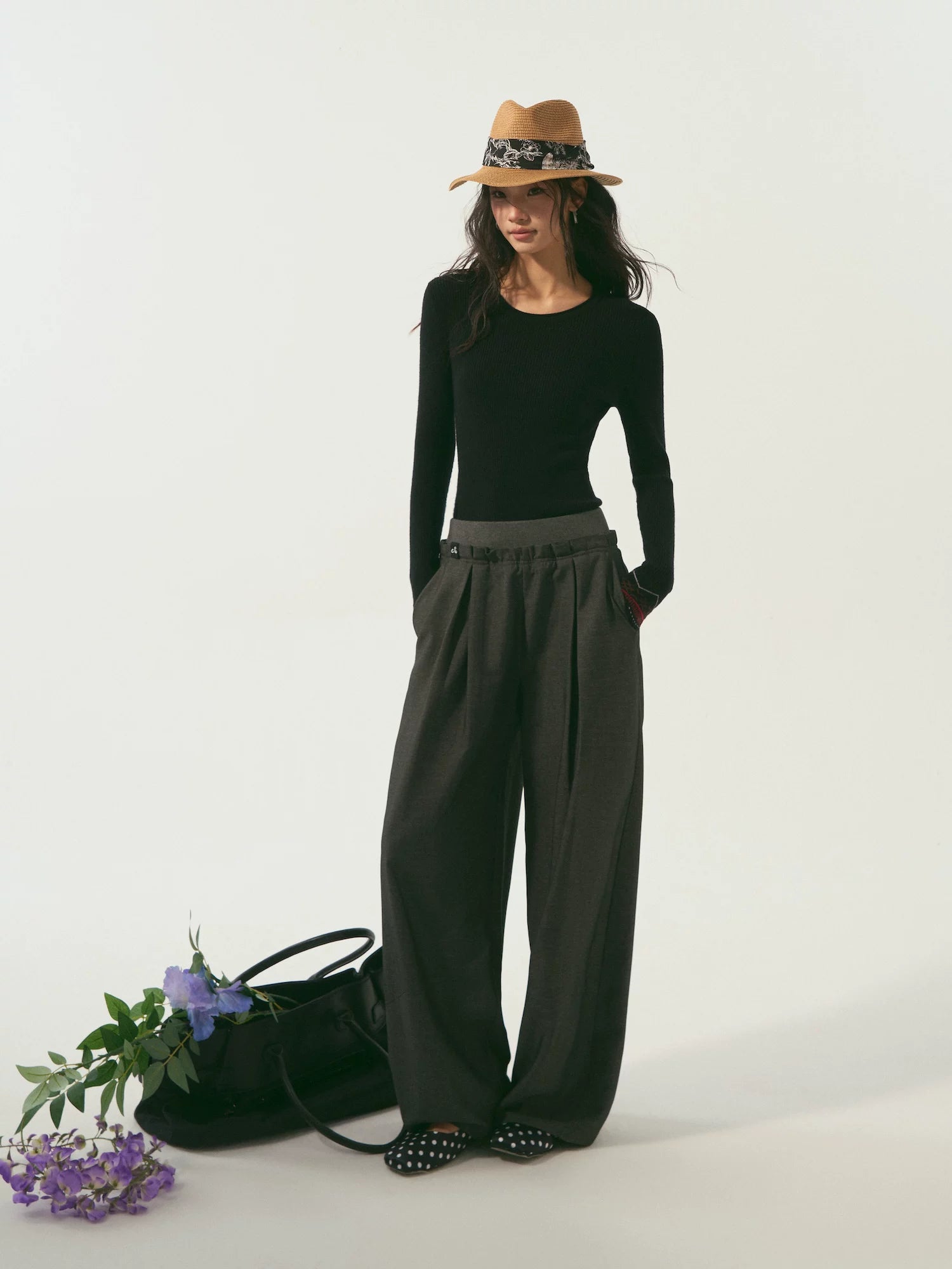 Double Waist Curved Pants