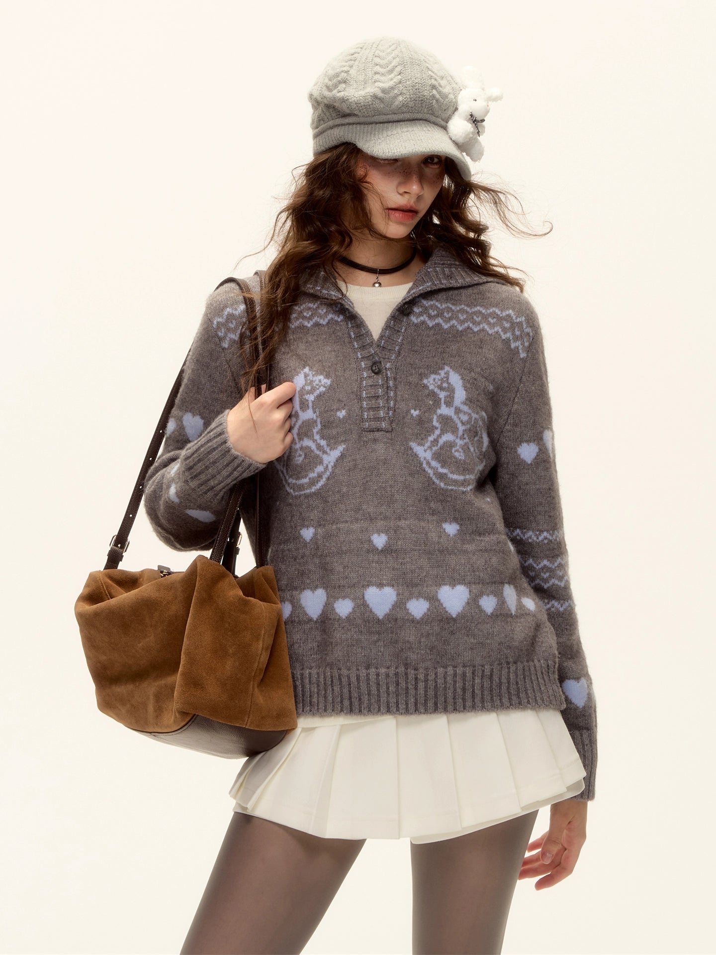Pony Jacquard Polo Sweater