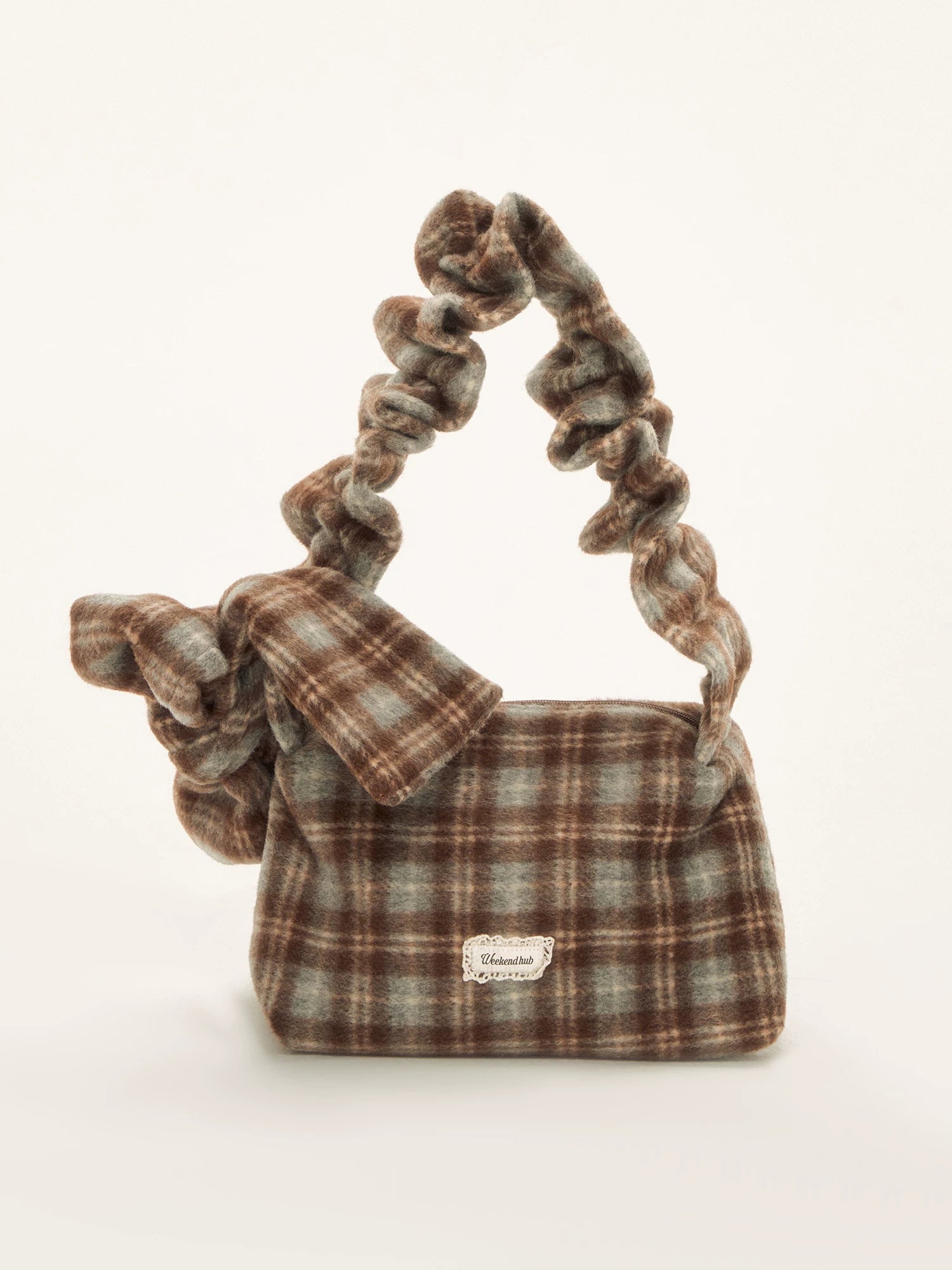 Brown Vintage Bow Plaid Bag