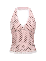 Pink Lace Halter Tank Top