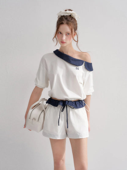 Polka-Dot Off-Shoulder Top &amp; Skirt Set