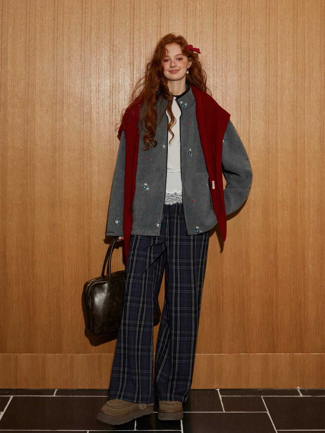 Floral Embroidered Fleece Jacket