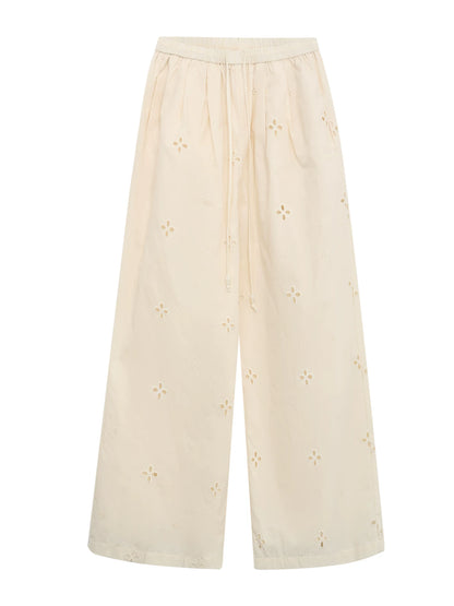 Cut-out Embroidered Casual Pants