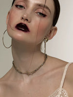 Retro Gold Cross Broken Silver Choker
