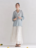 Polka Dot Ruffle V-Neck Top