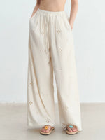 Cut-out Embroidered Casual Pants